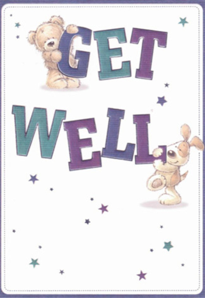 Here is a card that celebrates the spirit of gentle encouragement with the same care and attention found in Stanmore's finest floral gifts. The centrepiece illustration features a beaming teddy and a lively puppy, their textured coats so lifelike they seem to shimmer, nestled amidst a constellation of playful starbursts carrying good wishes across Stanmore. Large, confident letters in purples and luminous aquas ground the scene in optimism, much like the uplifting colours of most-requested bouquets from local florists. Every detail-from the soft fluff of the bear's arms to the velvety puppy's floppy ears-is rendered with remarkable tactile quality, suggesting a world where comfort is always close at hand. The light, airy composition brings to mind sunny afternoons spent in the gardens near Stanmore station or by the waters of Bernays Gardens. To send this card alongside a thoughtful arrangement is to double the message of support and positivity, the pair radiating joyful reassurance from the heart of the community. As familiar as a friendly greeting at Stanmore Broadway, both design and sentiment are beautifully tuned to lift spirits and foster heartfelt recovery.