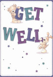 Bright and joyful, this get well card captures the playful optimism that flourishes in Stanmore's close-knit neighborhoods. Two lovable companions-a plush teddy bear and a spirited puppy-leap from the page, arms and tails wrapped affectionately around the larger-than-life 'Get Well' letters rendered in vibrant tones of indigo and teal. The hues pop boldly against a gentle cream background, as if echoing the fresh blossoms and sunny moods found in local Stanmore gardens. Around them, softly twinkling stars in blues and purples dance across the design, creating an atmosphere alive with hope, magic, and renewal. The delicately illustrated fur offers inviting texture, evoking the warmth of a comforting blanket or the soft petals of a just-delivered bouquet from a trusted Stanmore florist. More than a simple greeting, this card delivers a heartbeat of genuine comfort-ideal for raising the spirits of anyone on the mend in Stanmore or relishing quiet recovery near historic Bentley Priory.