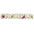 The photograph captures a classic funeral flower tribute spelling out GRANDMA, arranged in large, clearly shaped capital letters that run across the frame against a brilliant white background. This uncluttered setting ensures the richness of the flowers themselves takes centre stage. Every letter is entirely covered with white chrysanthemums, their small, rounded blooms overlapping to create a thick, cushiony layer that looks soft and comforting, echoing the tenderness often associated with a grandmother's embrace. Around the base and outer edges of the letters, a subtle edging of pale lavender flowers adds a cool, whispery halo of lilac, tracing each curve and corner while maintaining a gentle, understated look. The florist has introduced deeper tones in just a few key spots. On the lower curve of the initial G, three deep red roses rest among glossy green leaves, their saturated colour standing out against the white. The first A carries two chartreuse orchids across its bar, their yellow-green petals and reddish-brown centres offering an elegant contrast. The central R, N, and D remain purely white with their soft lavender outline, creating a quiet, meditative centre to the word. The M contains another trio of red roses on its lower right side, creating visual balance, while the last A repeats the orchid detail, with two more yellow-green blooms nestled into the white cushion of petals. All the letters are attached to a slim, dark metal frame at the back, making it suitable for placement at a Stanmore funeral, memorial, or graveside gathering, maybe near Canons Park or along Stanmore Hill. The tribute feels deeply personal, a composed and elegant floral message of love to a much-missed grandmother.